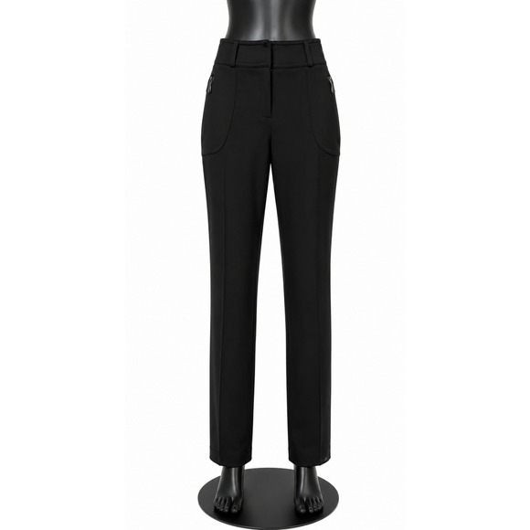 Cache Pants - Cache Womens Modern Mid Rise Skinny Straight Leg Pants Sz 2 Black Knit Stretch